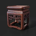 Wooden Storage Shelf with Carved Patterns Square and Round Design for Home Decor