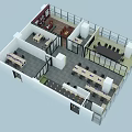 Modern Office Interior Design With Workstations Meeting Room And Reception Area 3d model