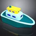 Colorful Toy Boat With Green Hull White Cabin Blue Windows And Yellow Top