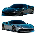 Ferrari Sports Cars Modern Exterior Design Black Silver Sleek Body Alloy Wheels