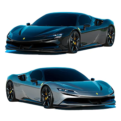 Ferrari Sports Cars Modern Exterior Design Black Silver Sleek Body Alloy Wheels 3d model