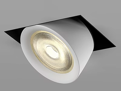 Recessed White Modern Downlight Spotlight with Square Black Trim Mesh Design and Warm Illumination 3d model