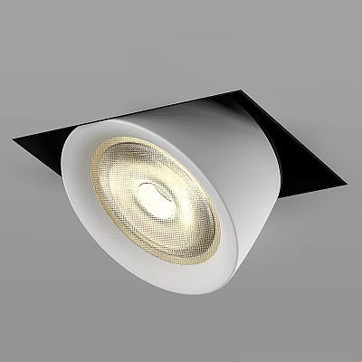 Recessed White Modern Downlight Spotlight with Square Black Trim Mesh Design and Warm Illumination 3d model
