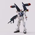 Detailed White Gundam Model With Black Red Back Thrusters And Holding Gun