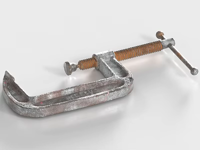 Heavy Duty Metal C Clamp Hardware Tool with Screw Handle for Woodworking Clamping Tasks 3d model