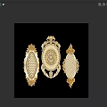 Gold Ornate Carved Decorative Elements With Oval Shape And Intricate Patterns 3d model