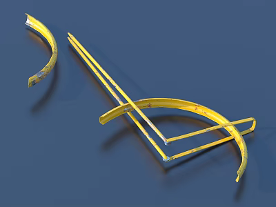 Golden Curved Metal Structures Abstract Decorative Art Pieces With Smooth Shapes On Dark Background 3d model