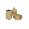 Elegant Gold Textured Decorative Ornament Set with Vases and Bowl for Home Decor