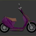 Purple Vintage Scooter with Brown Leather Seat Yellow Reflector and Classic Design