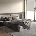 Modern Double Bed Fabric Double Bed 3d model