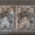 Two Square Rugs With Brown Gray Texture And Fringes On Wooden Floor