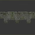 Ancient Stone Bridge With Arched Design And Green Ivy Covered Pavement 3d model