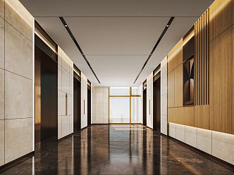 Modern Elevator Hall Elevator Office Corridor Office Building Elevator 3d model