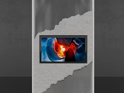 Modern TV Background Wall Design With Concrete Texture And Embedded Screen 3d model