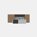 Modern Kitchen Interior With Wooden Cabinets Marble Island And Black Countertop