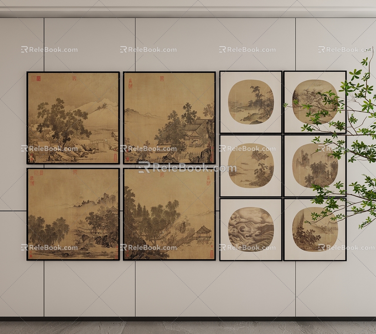 New Chinese Style Decorative Hanging Painting 3d model