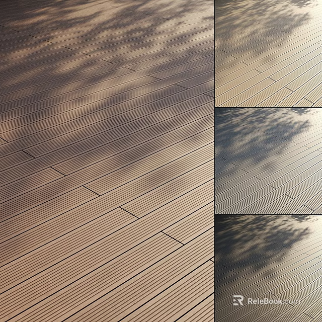 Natural Wooden Floor Components With Textured Planks And Shadow Patterns 3d model