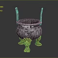 Silver Tripod Censer Featuring Twin Handles Animal Claw Feet And Intricate Carvings Inscriptions