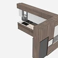 Modern Kitchen L Shaped Wooden Cabinets With White Panels Countertop Sink Cooktop And Refrigerator