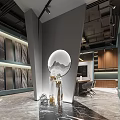 Modern Showroom Interior With Display Shelves Wooden Cabinets And Marble Floor