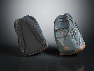 Practical Dark Backpacks With Brown Base Zippers Pockets And Durable Design 3d model