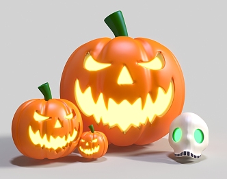 Pumpkin Head Halloween Ghost Festival Props 3d model