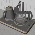 Modern Electric Kettle and Glass Teapot on Black and Gold Heating Base for Daily Use