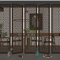 Modern Home Interior With Decorative Room Dividers Featuring Intricate Cutout Patterns 3d model
