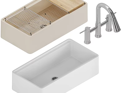Modern White Freestanding Bathtub With Chrome Faucet And Design Elements 3d model