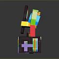 Colorful Pixel Block Style Train Model With Vibrant Design And Details
