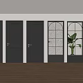 Modern Dark Gray Interior Doors With Glass Panels And Solid Wood Designs 3d model