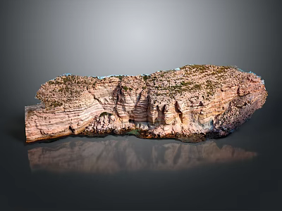 Natural Layered Rocky Terrain With Cliff Structures And Vegetation Covered Surfaces 3d model