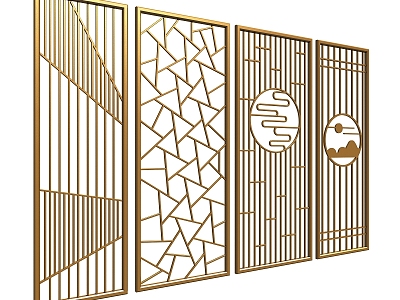 Metal lattice carved screen partition model