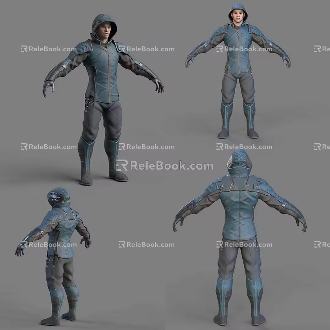 Modern game character ninja 3d model