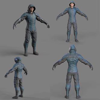 Modern game character ninja 3d model