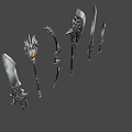 Fantasy Battle Weapons Featuring Intricate Metallic Designs Swords Axes and Spiked Details