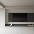 Modern TV Wall Background With Black Cabinets And Fireplace Design Elements 3d model