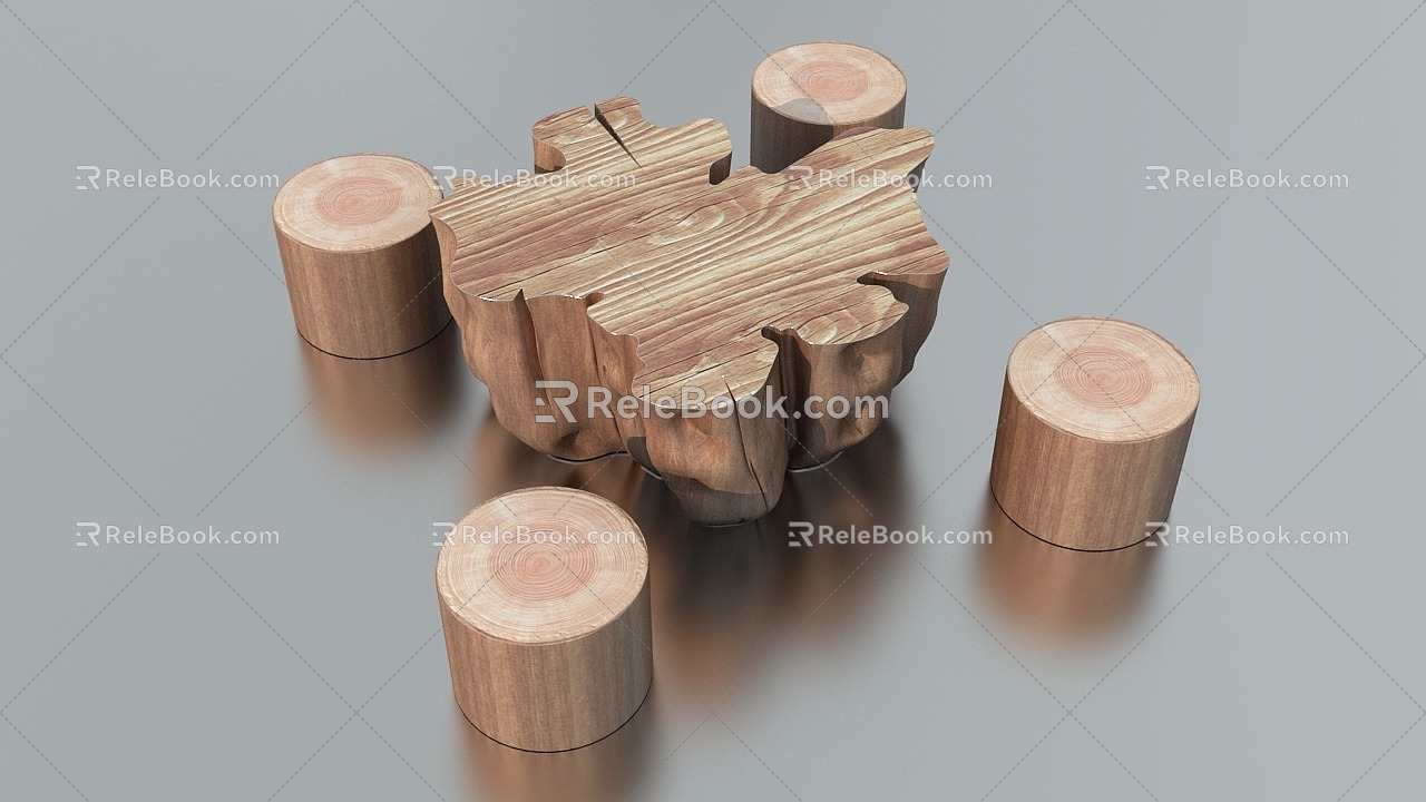 Modern root carving tea sea wood coffee table seat 3d model