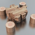 Modern root carving tea sea wood coffee table seat 3d model