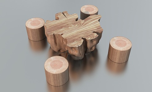 Modern root carving tea sea wood coffee table seat 3d model