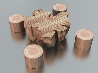 Modern root carving tea sea wood coffee table seat 3d model