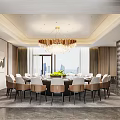 Elegant Private Dining Room With Round Table Comfortable Chairs Chandelier And City View