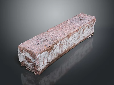 Red Brick Building Component With Textured Surface And White Patches For Construction 3d model