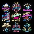 Colorful Neon Decorative Lights With Party Themes And Cocktail Motifs For Events