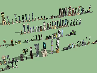 New Chinese Style Lamp Post Various Landscape Lamp Post 3d model