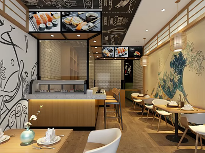 Japanese Sushi Restaurant Salmon Sushi Restaurant Table Light Box 3d model