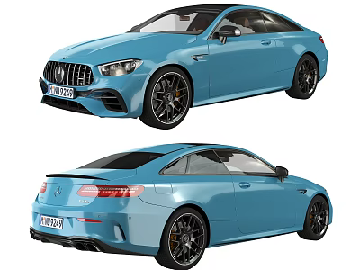 Blue Coupe Car With Sporty Design Sleek Body Alloy Wheels And Rear Spoiler 3d model