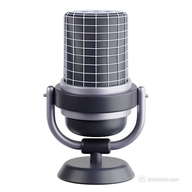 Stylish Headphone Speaker With Grid Patterned Grill And Metal Stand Design 3d model 
