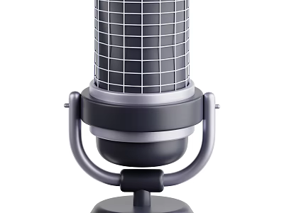 Stylish Headphone Speaker With Grid Patterned Grill And Metal Stand Design 3d model