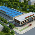 Modern Commercial Street Featuring Huolian Supermarket Shopping Mall And Outdoor Seating Areas